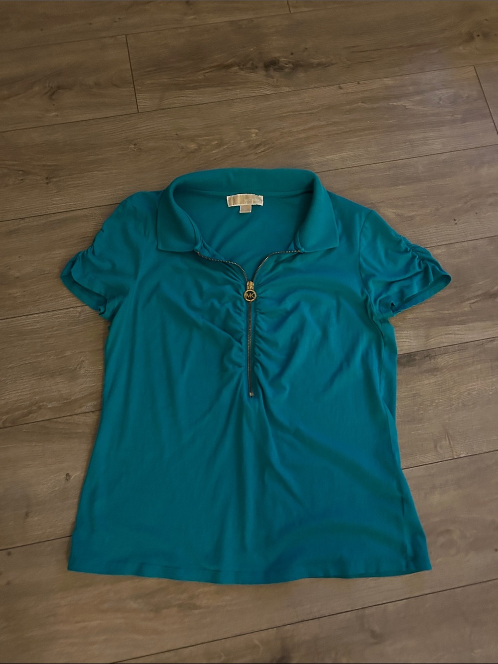 MK Teal Polo Zip-Front Top for CHEAP!!